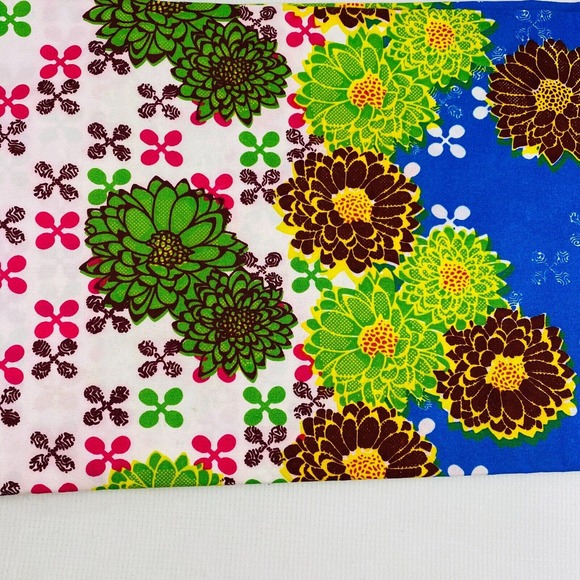 Hitarget Wax Block Print Cotton Fabric 6‎ Yards Floral Blue Pink Green Frieno - Picture 5 of 6